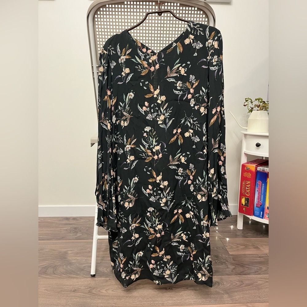 Mango Flower Prints Knee-length Long-sleeve Dress